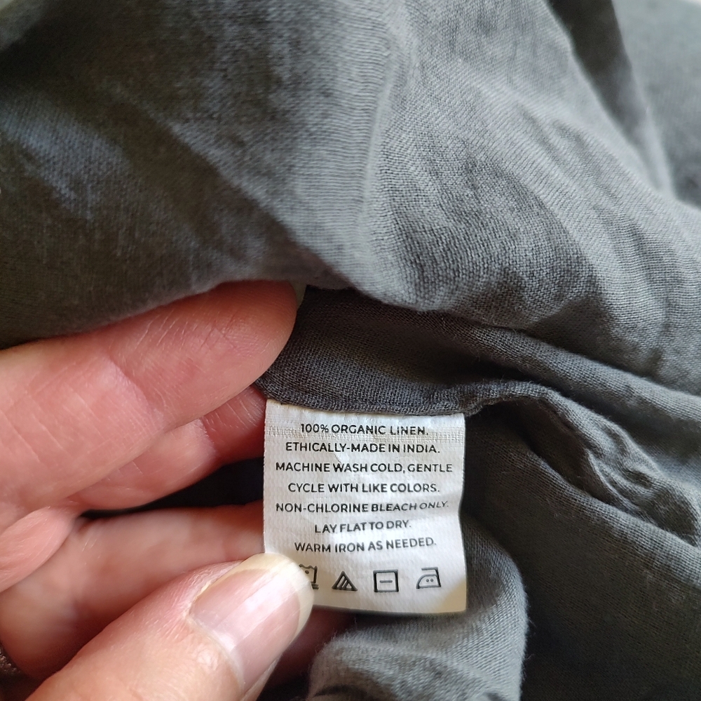 Laude The Label Organic Linen Lined Wide Leg Crop Pants Pull-On Mineral Gray M - Picture 10 of 14